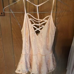 Pink lace tank top